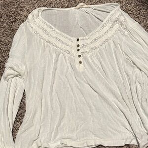 Lucky Brand Cream Lace Detail Blouse